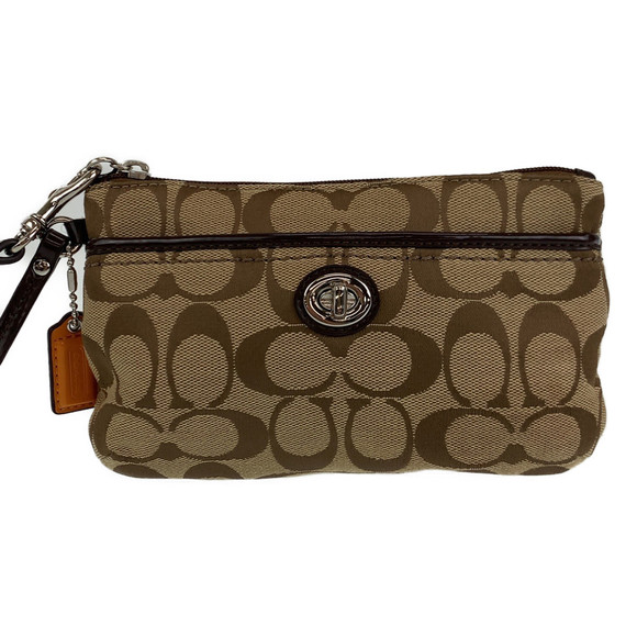 Coach Coach Canvas/Leather Accessory Pouch Clutch Canvas Clutch Bag - Picture 1 of 9